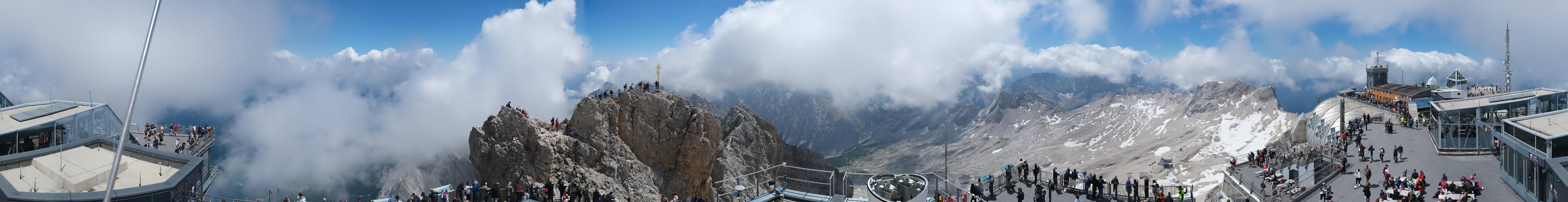 Archiv Foto Webcam Zugspitze: Panoramablick vom Gipfel