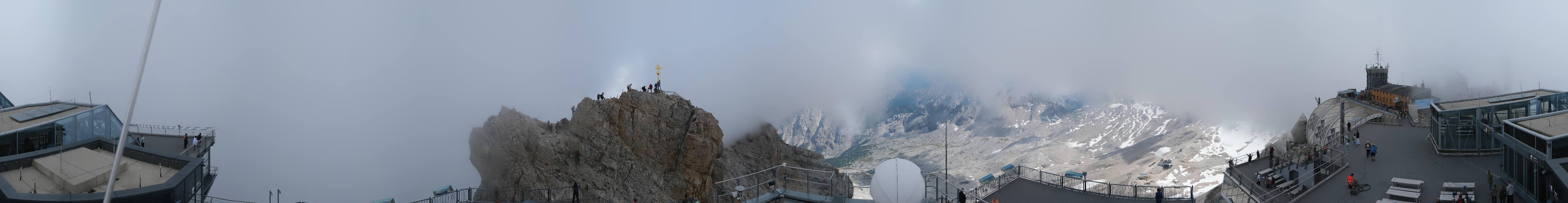 Archiv Foto Webcam Zugspitze: Panoramablick vom Gipfel