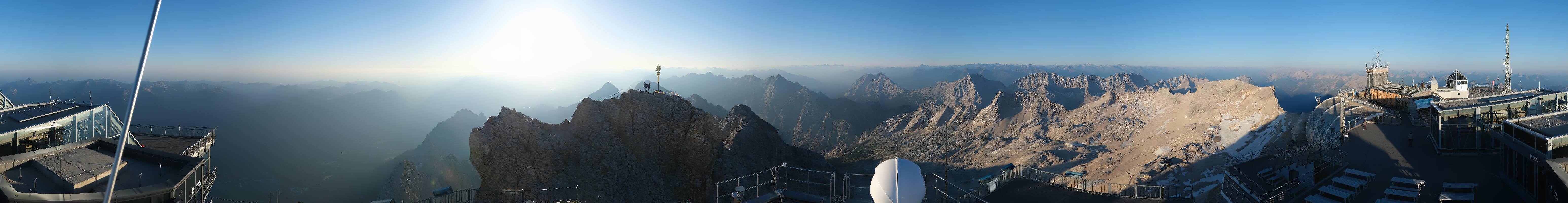 Archiv Foto Webcam Zugspitze: Panoramablick vom Gipfel