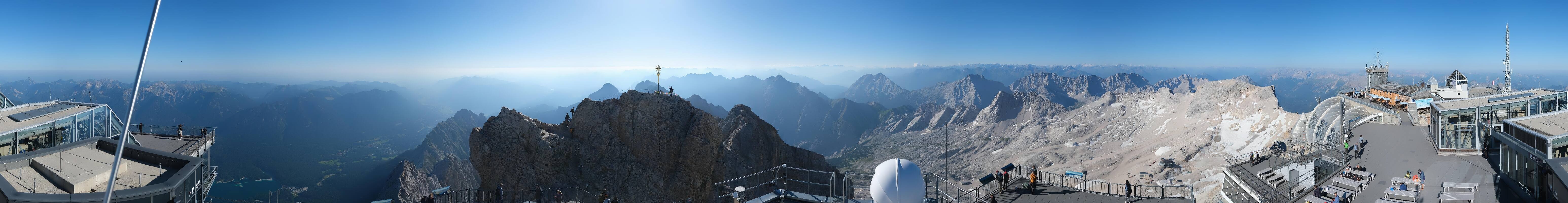 Archiv Foto Webcam Zugspitze: Panoramablick vom Gipfel