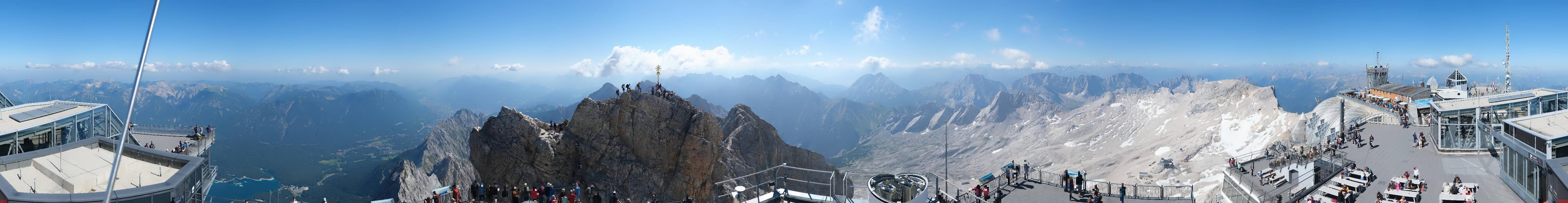 Archiv Foto Webcam Zugspitze: Panoramablick vom Gipfel