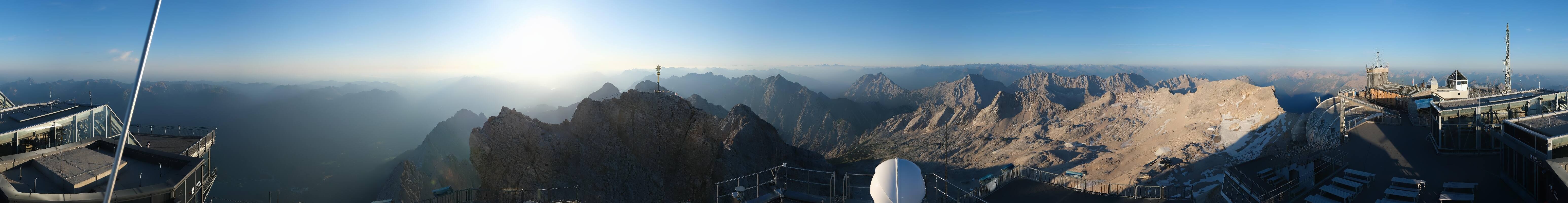 Archiv Foto Webcam Zugspitze: Panoramablick vom Gipfel
