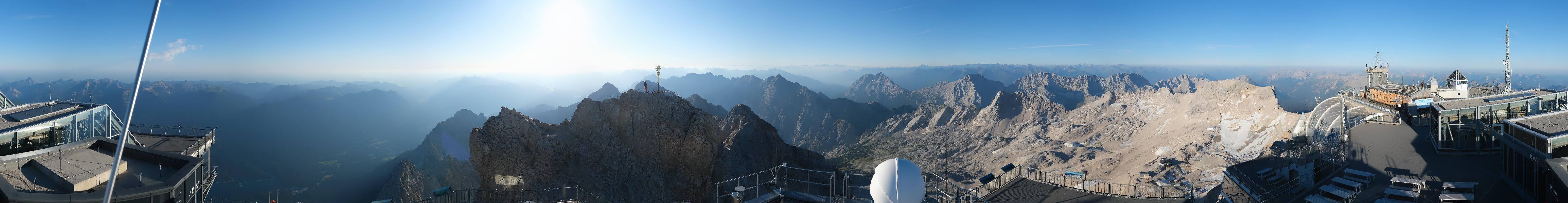 Archiv Foto Webcam Zugspitze: Panoramablick vom Gipfel