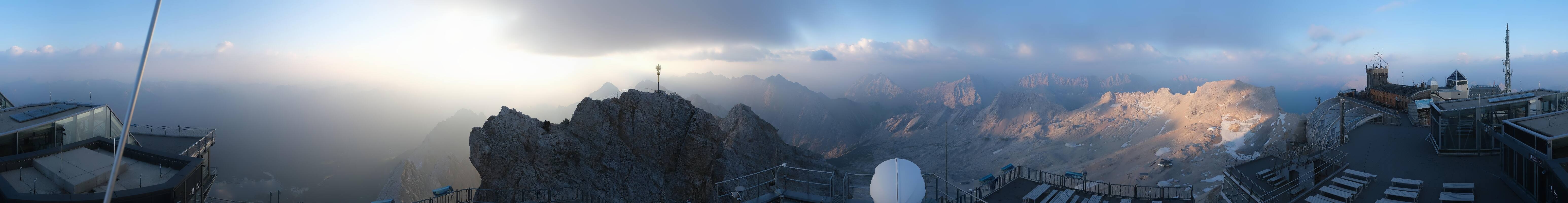 Archiv Foto Webcam Zugspitze: Panoramablick vom Gipfel