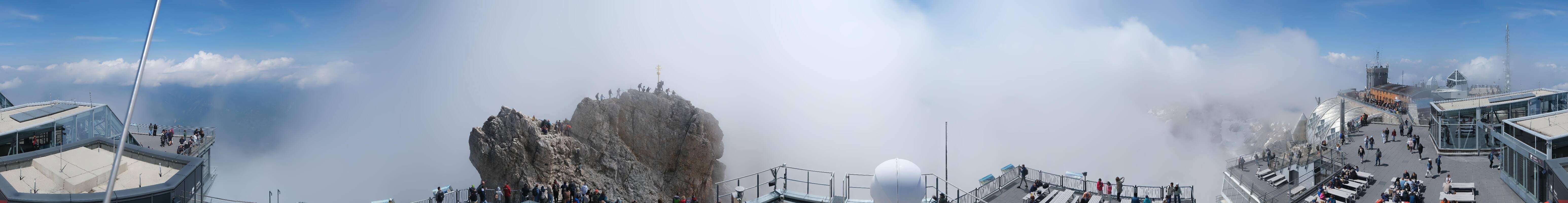 Archiv Foto Webcam Zugspitze: Panoramablick vom Gipfel