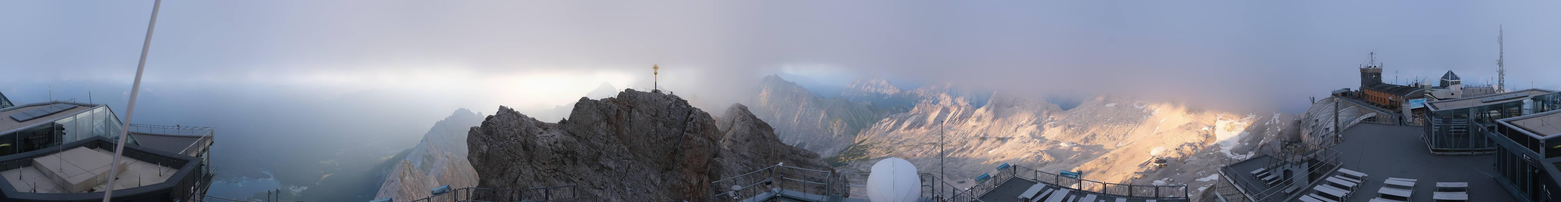 Archiv Foto Webcam Zugspitze: Panoramablick vom Gipfel