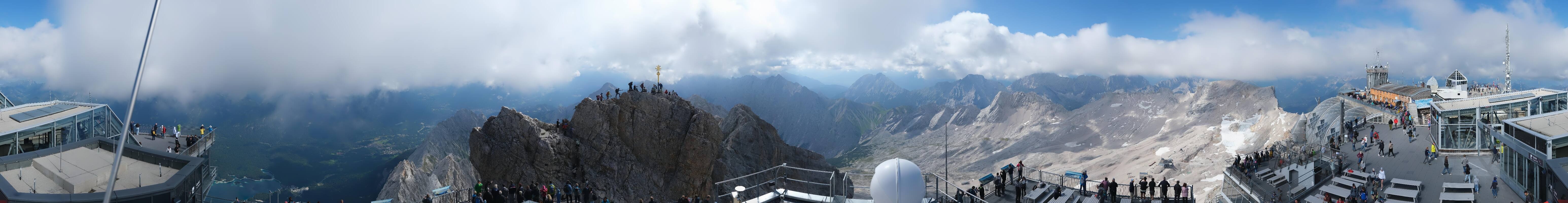 Archiv Foto Webcam Zugspitze: Panoramablick vom Gipfel