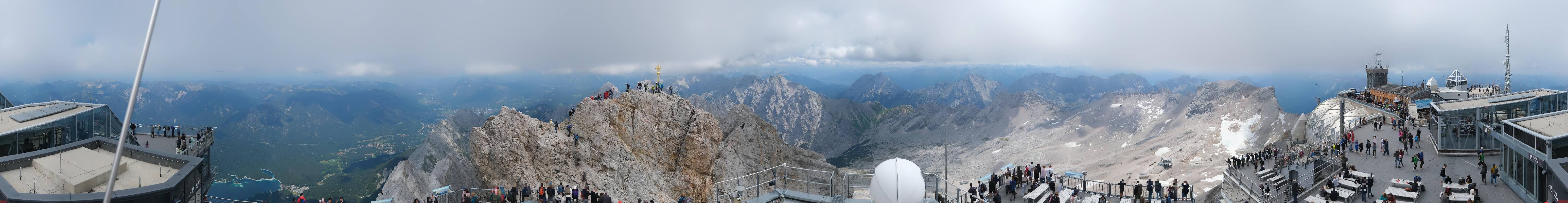 Archiv Foto Webcam Zugspitze: Panoramablick vom Gipfel
