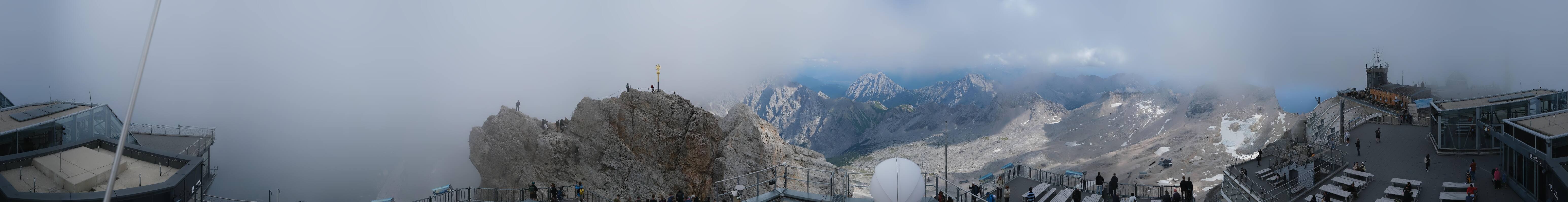 Archiv Foto Webcam Zugspitze: Panoramablick vom Gipfel