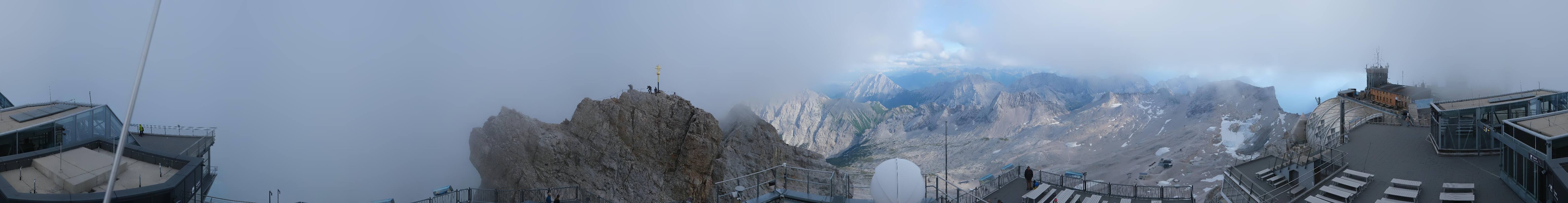 Archiv Foto Webcam Zugspitze: Panoramablick vom Gipfel