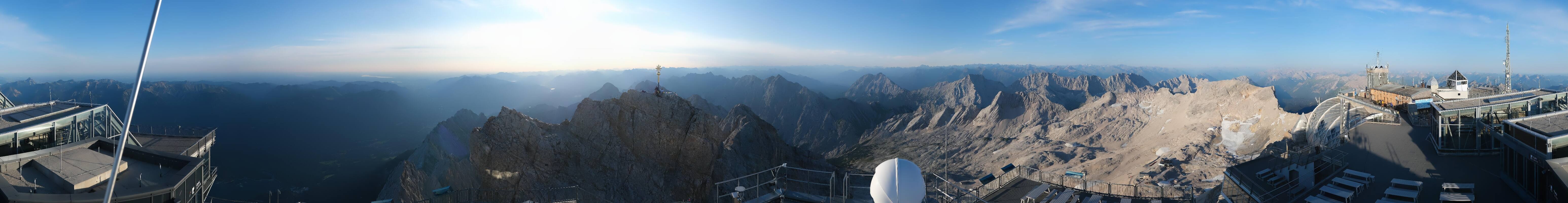 Archiv Foto Webcam Zugspitze: Panoramablick vom Gipfel