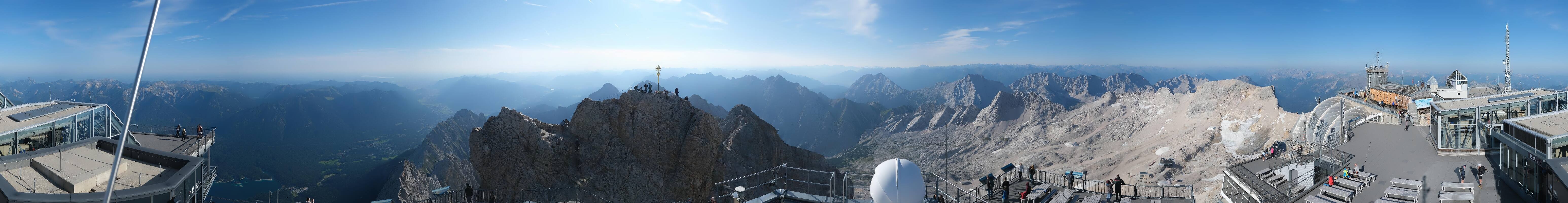 Archiv Foto Webcam Zugspitze: Panoramablick vom Gipfel