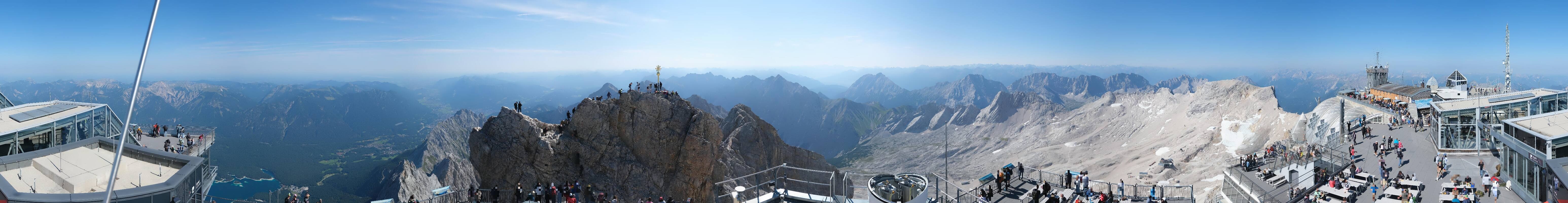 Archiv Foto Webcam Zugspitze: Panoramablick vom Gipfel