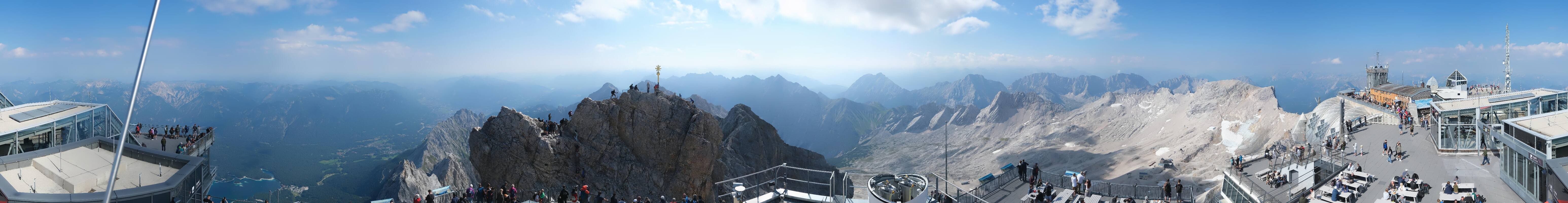 Archiv Foto Webcam Zugspitze: Panoramablick vom Gipfel