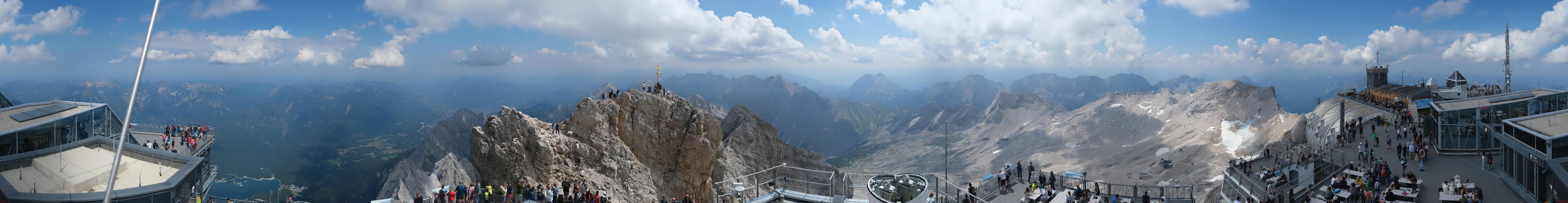 Archiv Foto Webcam Zugspitze: Panoramablick vom Gipfel