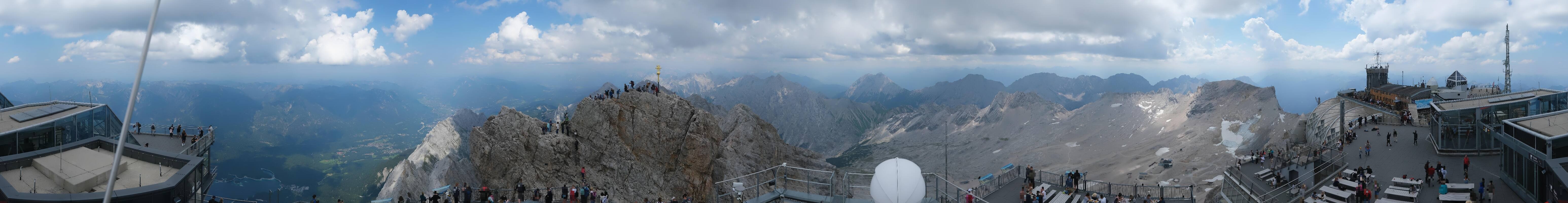 Archiv Foto Webcam Zugspitze: Panoramablick vom Gipfel