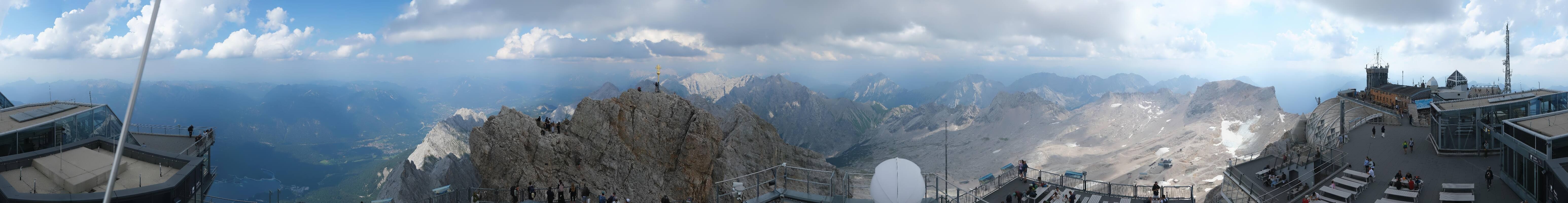 Archiv Foto Webcam Zugspitze: Panoramablick vom Gipfel