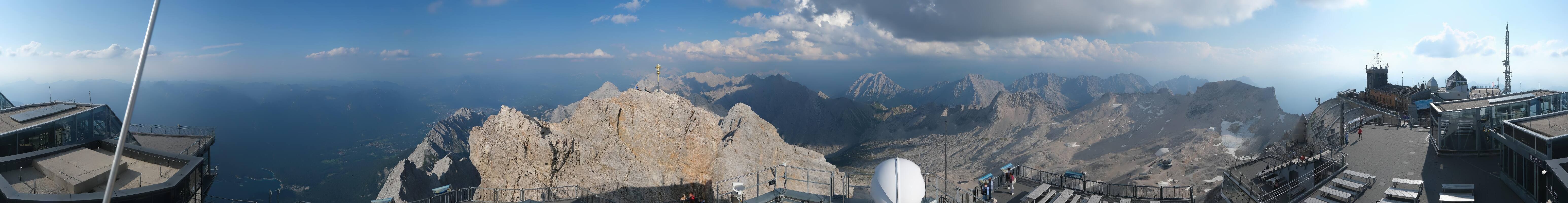 Archiv Foto Webcam Zugspitze: Panoramablick vom Gipfel