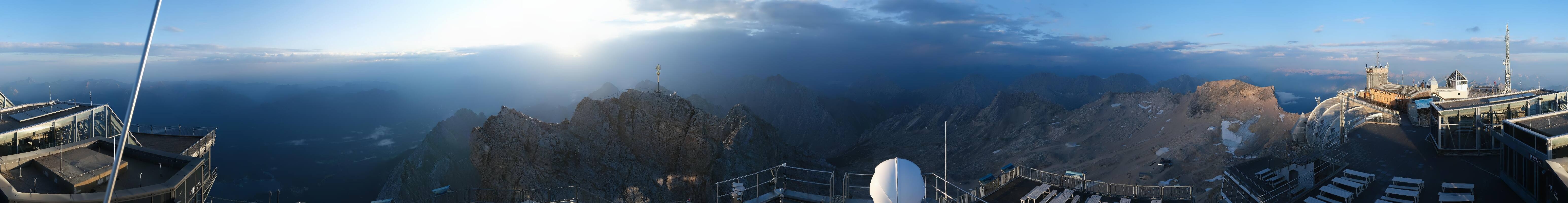 Archiv Foto Webcam Zugspitze: Panoramablick vom Gipfel