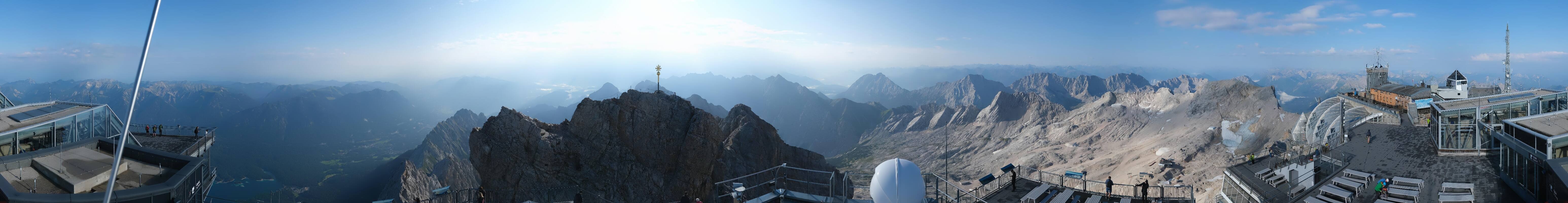 Archiv Foto Webcam Zugspitze: Panoramablick vom Gipfel