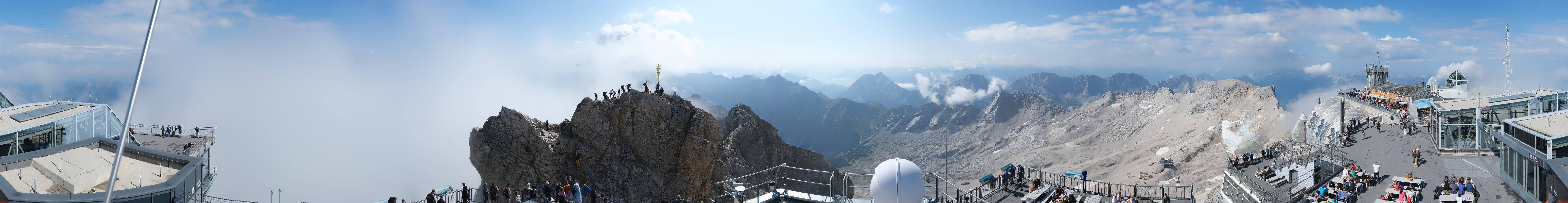 Archiv Foto Webcam Zugspitze: Panoramablick vom Gipfel