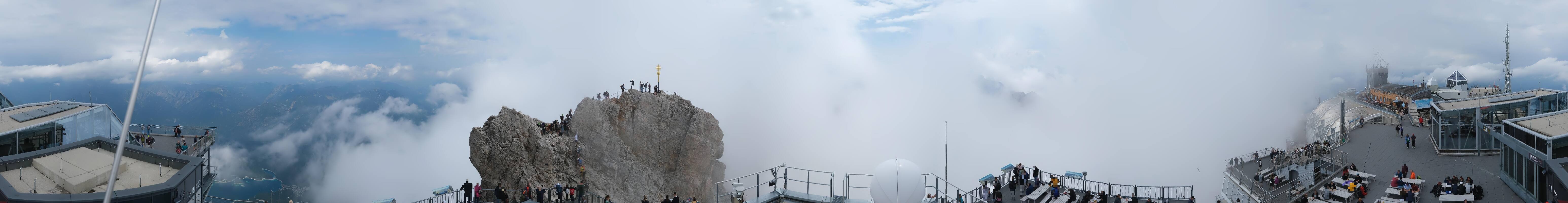 Archiv Foto Webcam Zugspitze: Panoramablick vom Gipfel