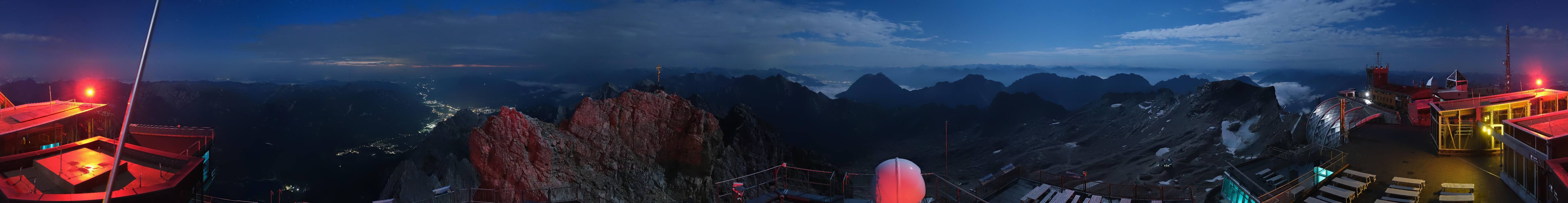 Archiv Foto Webcam Zugspitze: Panoramablick vom Gipfel