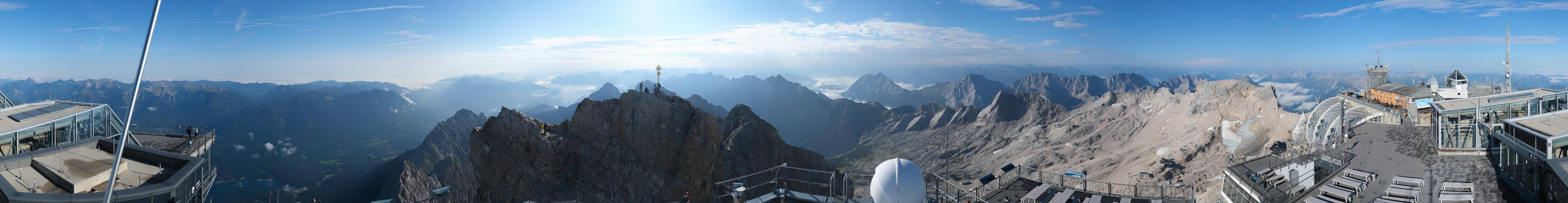 Archiv Foto Webcam Zugspitze: Panoramablick vom Gipfel