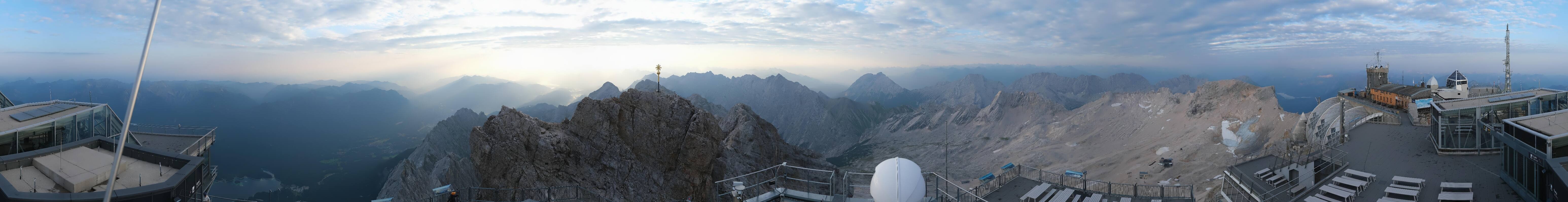 Archiv Foto Webcam Zugspitze: Panoramablick vom Gipfel