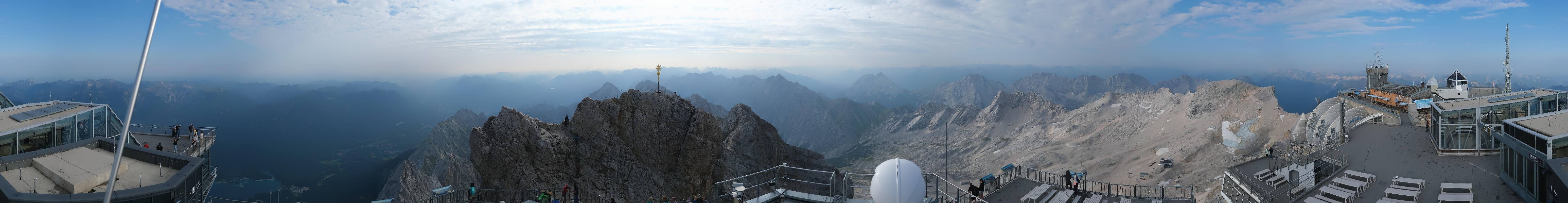 Archiv Foto Webcam Zugspitze: Panoramablick vom Gipfel