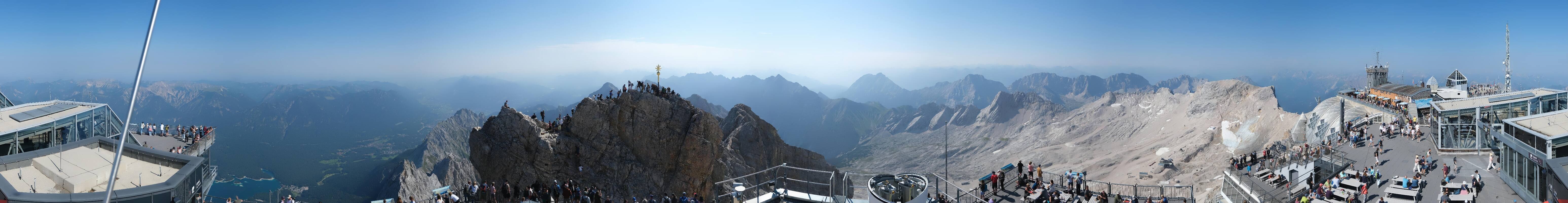 Archiv Foto Webcam Zugspitze: Panoramablick vom Gipfel