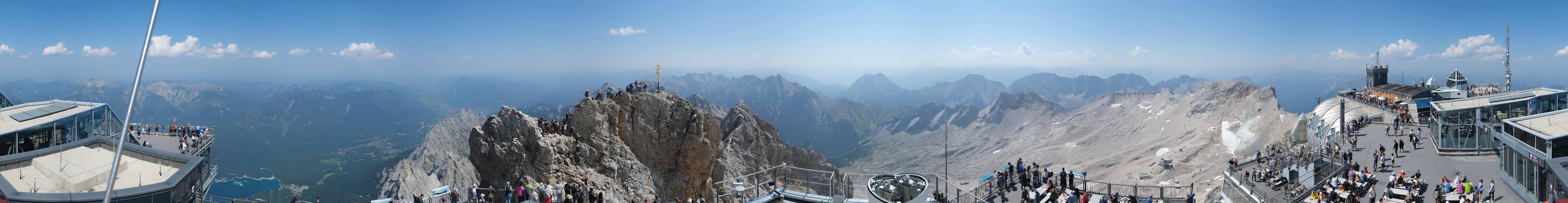 Archiv Foto Webcam Zugspitze: Panoramablick vom Gipfel