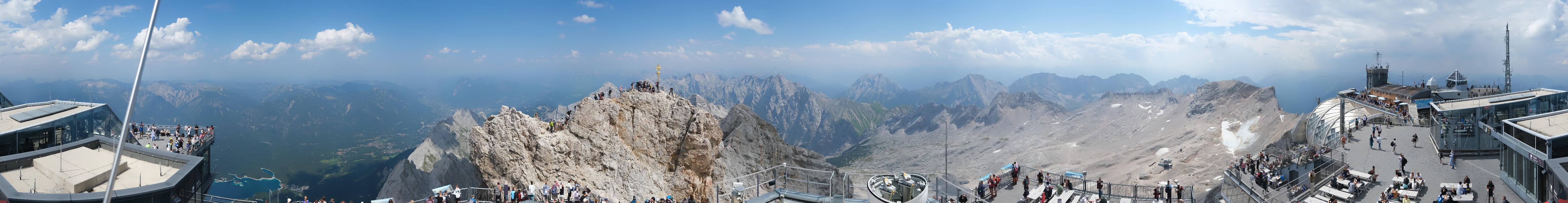 Archiv Foto Webcam Zugspitze: Panoramablick vom Gipfel