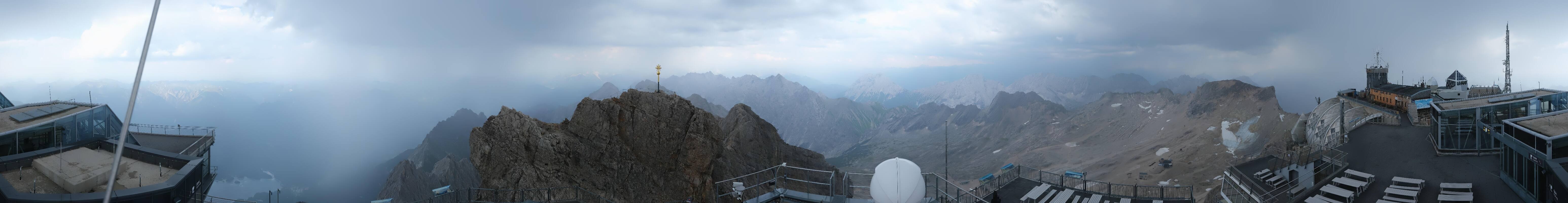 Archiv Foto Webcam Zugspitze: Panoramablick vom Gipfel