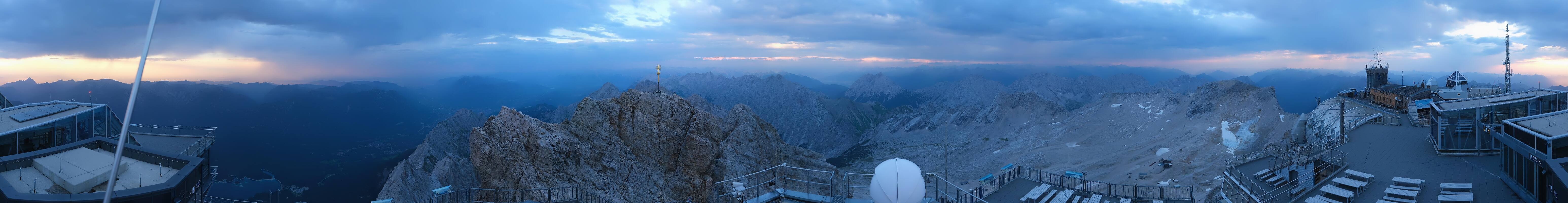 Archiv Foto Webcam Zugspitze: Panoramablick vom Gipfel