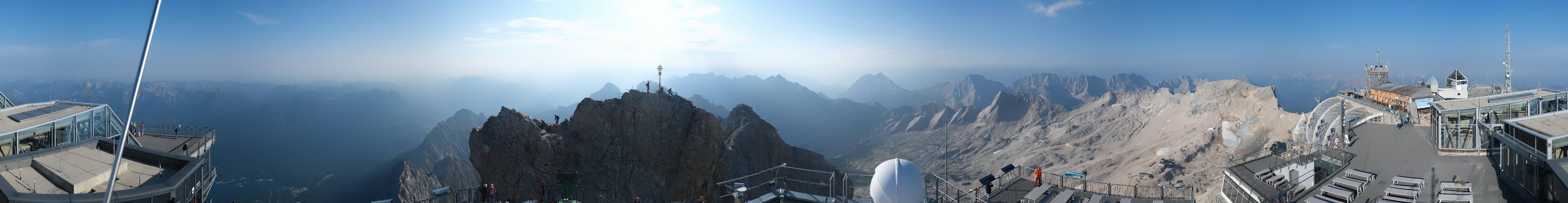 Archiv Foto Webcam Zugspitze: Panoramablick vom Gipfel