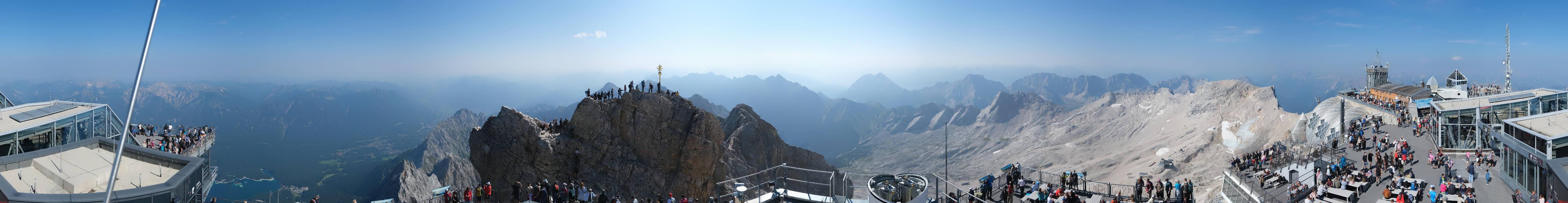 Archiv Foto Webcam Zugspitze: Panoramablick vom Gipfel
