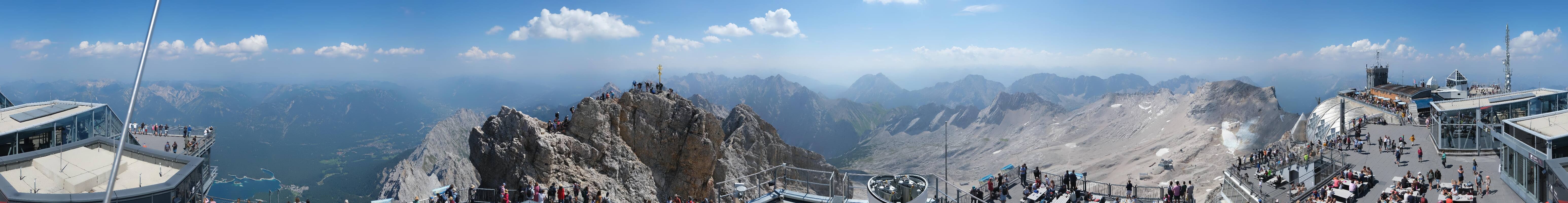 Archiv Foto Webcam Zugspitze: Panoramablick vom Gipfel