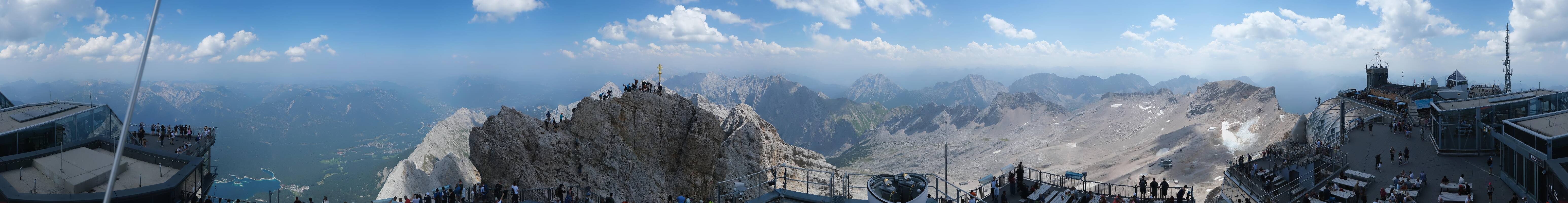 Archiv Foto Webcam Zugspitze: Panoramablick vom Gipfel
