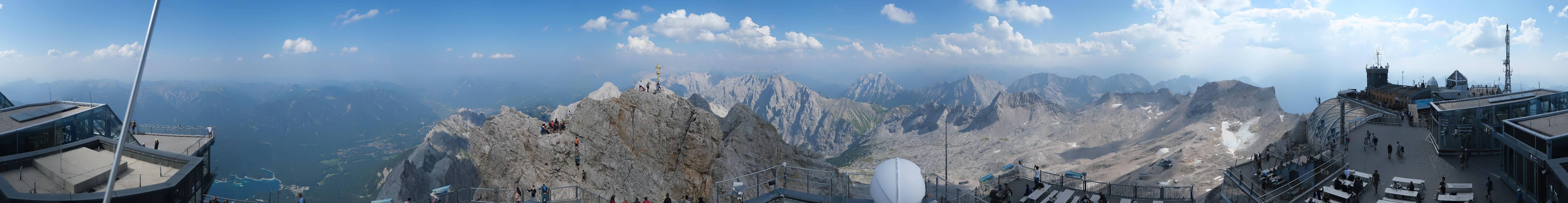 Archiv Foto Webcam Zugspitze: Panoramablick vom Gipfel