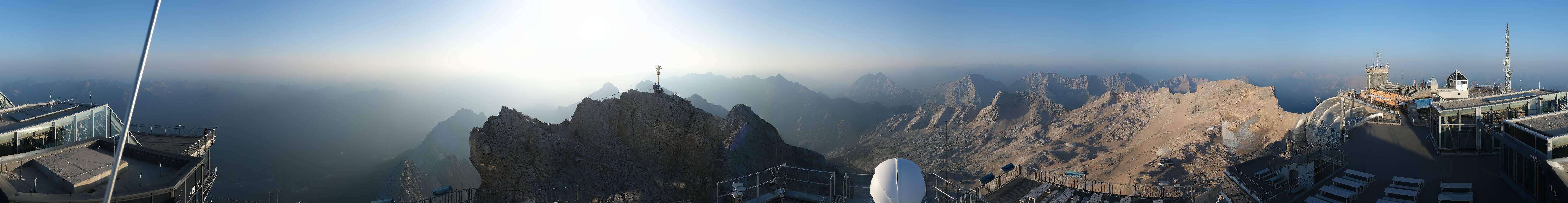 Archiv Foto Webcam Zugspitze: Panoramablick vom Gipfel