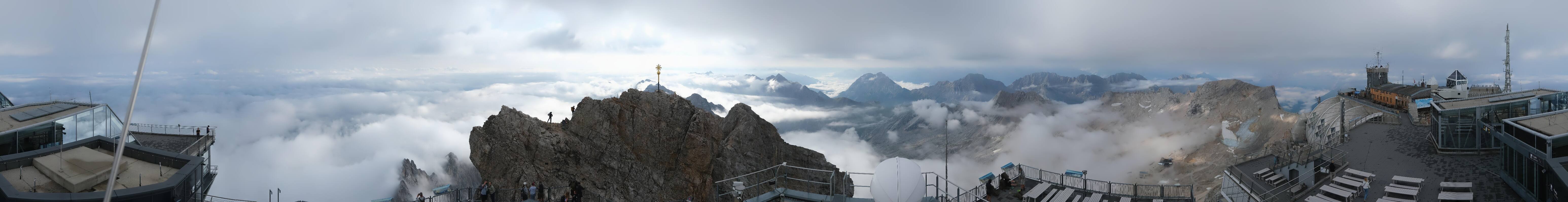 Archiv Foto Webcam Zugspitze: Panoramablick vom Gipfel