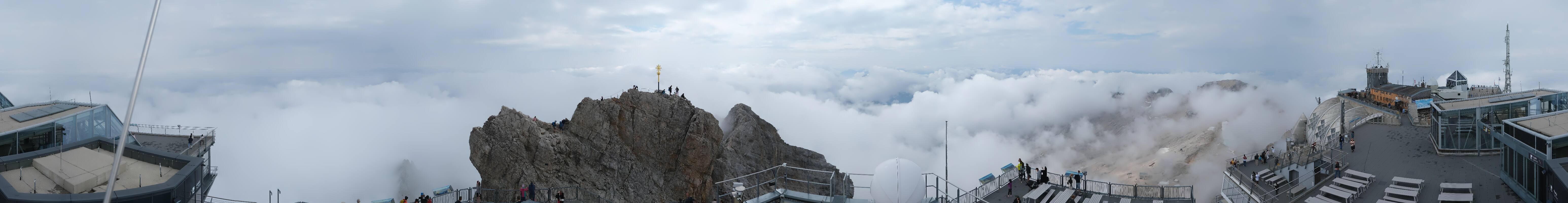Archiv Foto Webcam Zugspitze: Panoramablick vom Gipfel