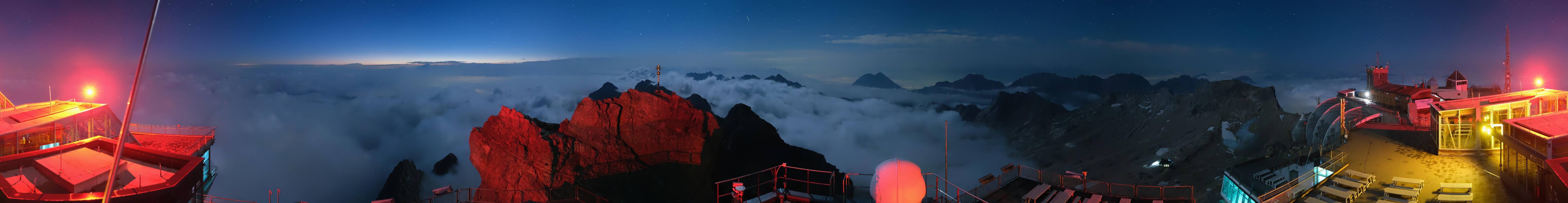 Archiv Foto Webcam Zugspitze: Panoramablick vom Gipfel