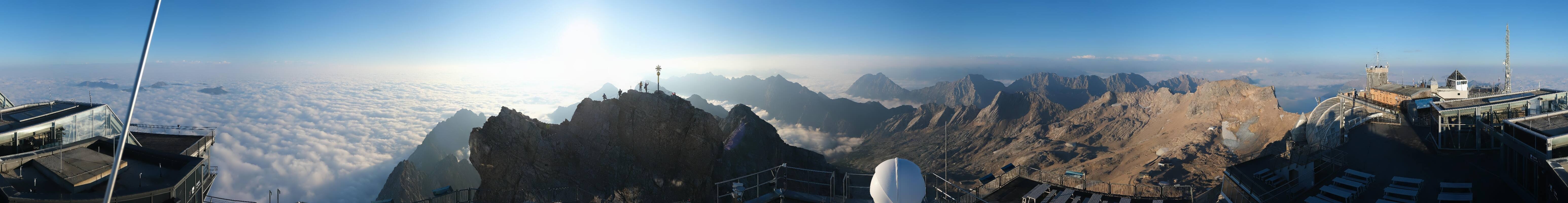 Archiv Foto Webcam Zugspitze: Panoramablick vom Gipfel