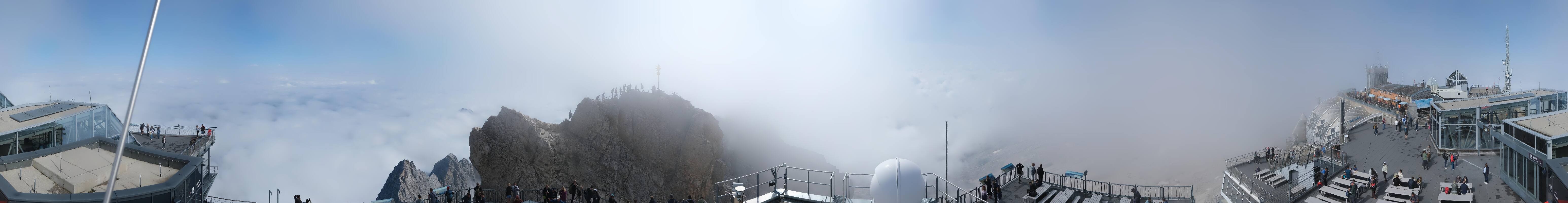 Archiv Foto Webcam Zugspitze: Panoramablick vom Gipfel