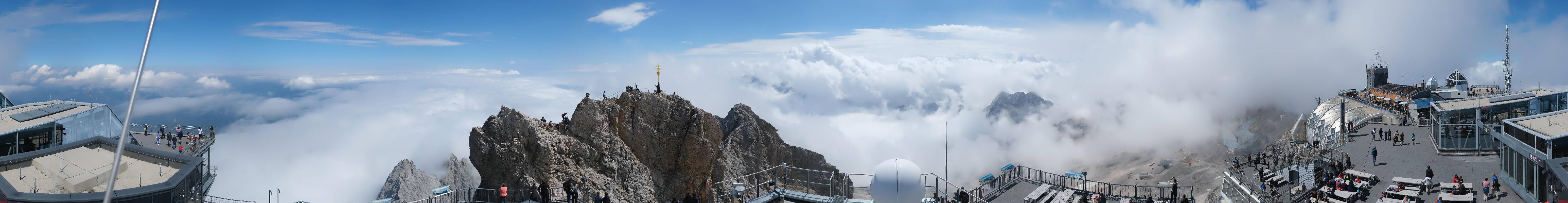 Archiv Foto Webcam Zugspitze: Panoramablick vom Gipfel