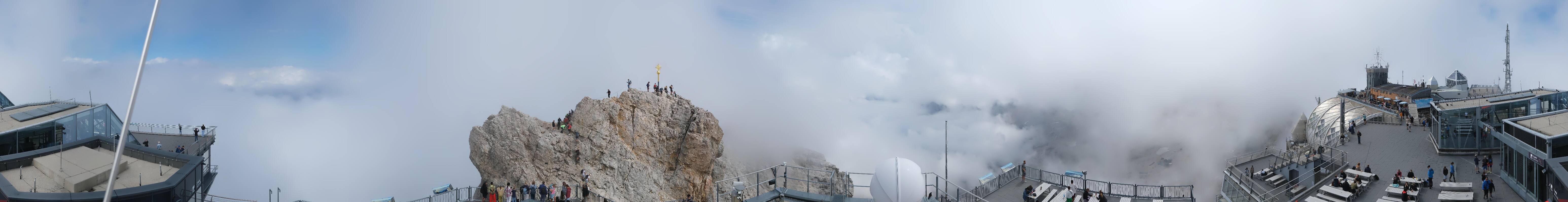 Archiv Foto Webcam Zugspitze: Panoramablick vom Gipfel