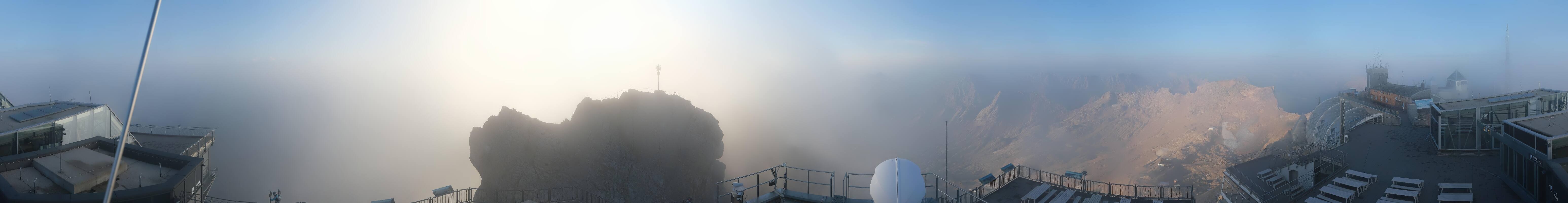 Archiv Foto Webcam Zugspitze: Panoramablick vom Gipfel
