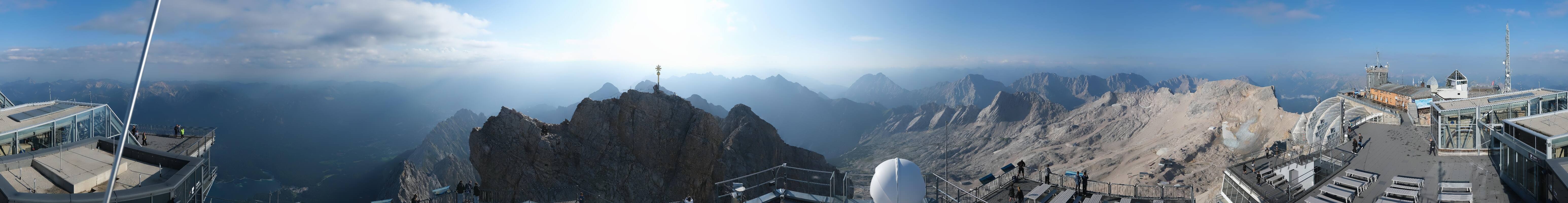Archiv Foto Webcam Zugspitze: Panoramablick vom Gipfel